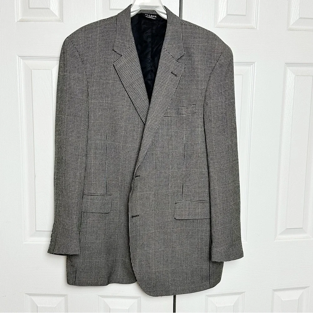 Joseph A Bank Silk Wool Houndstooth Suit Jacket Blazer Sport Coat Academia 44L - Picture 7 of 7